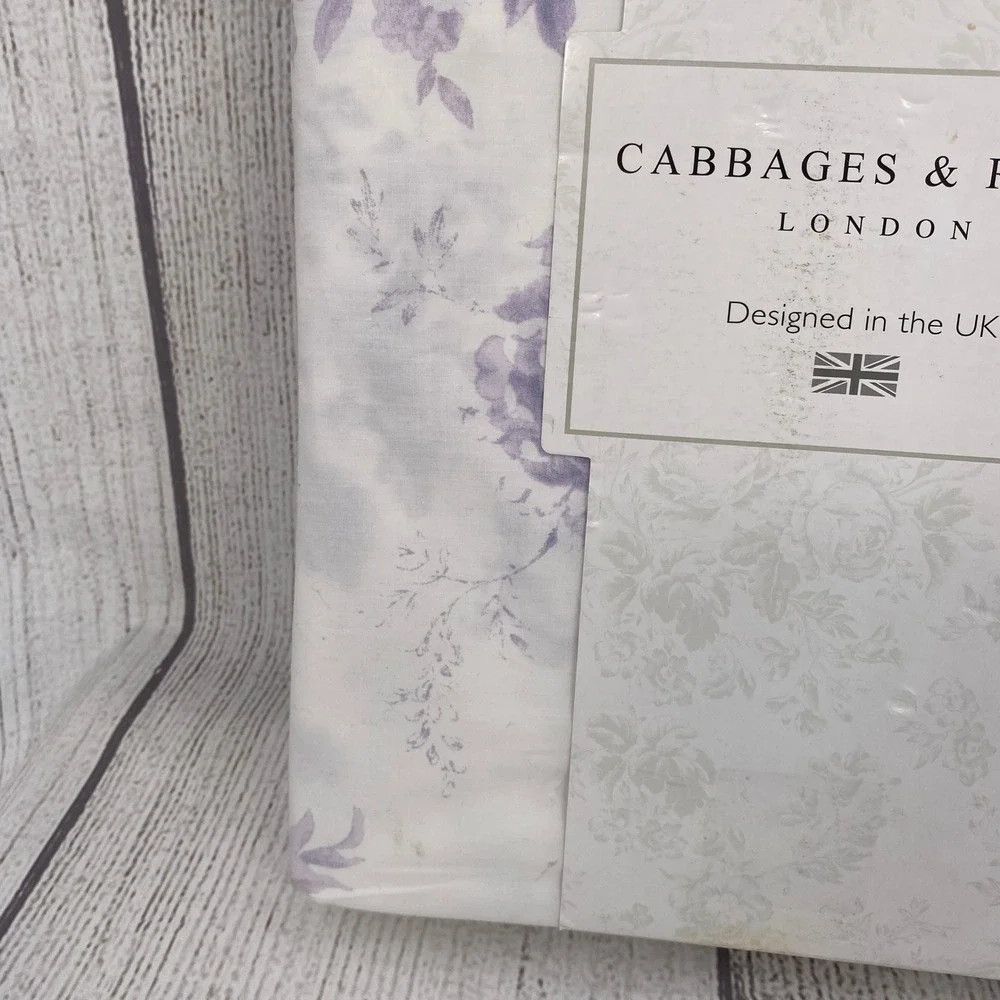 Cabbages & Roses Sheet Set Queen Alderney Lilac Floral 100% Cotton Percale